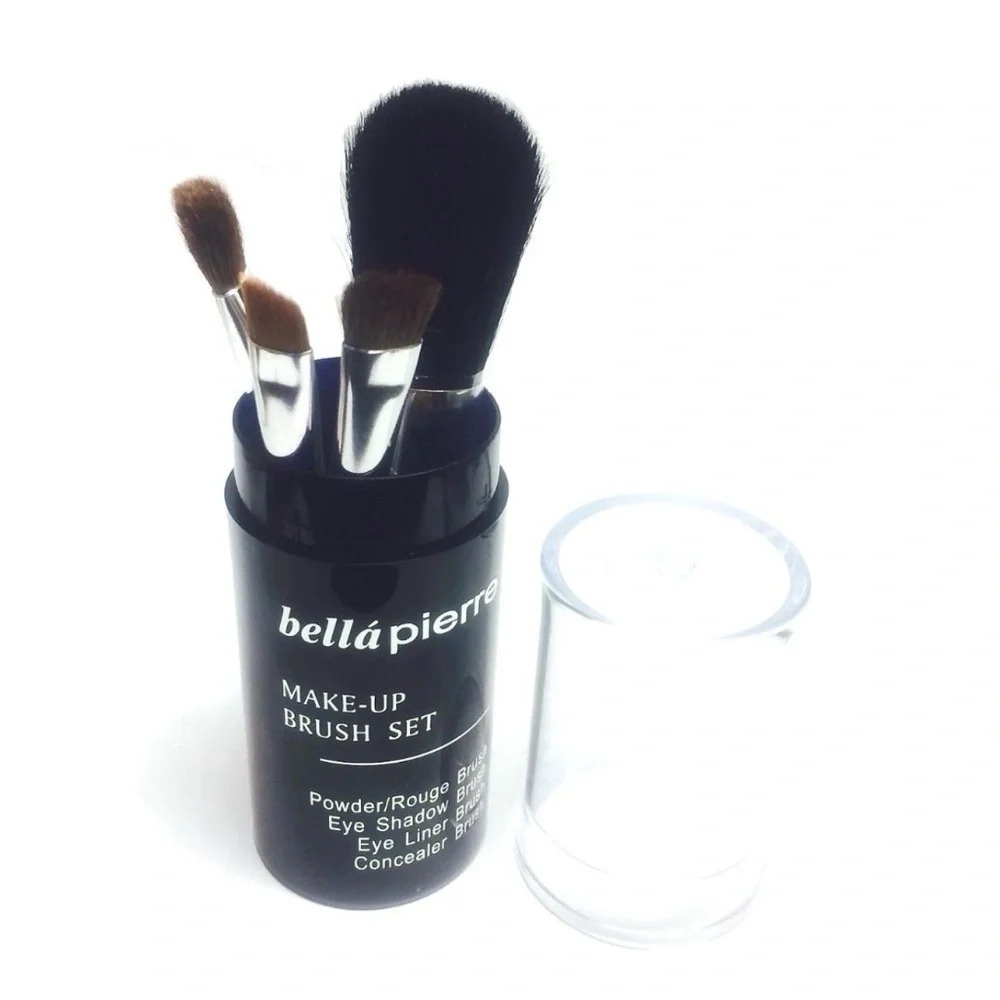 Bellápierre Makeup Brush Set in Travel Case (4 Brushes) + Clear‎ Cap Holder